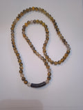 collier femme tendance multicolore pendentif marron allongé original fait main