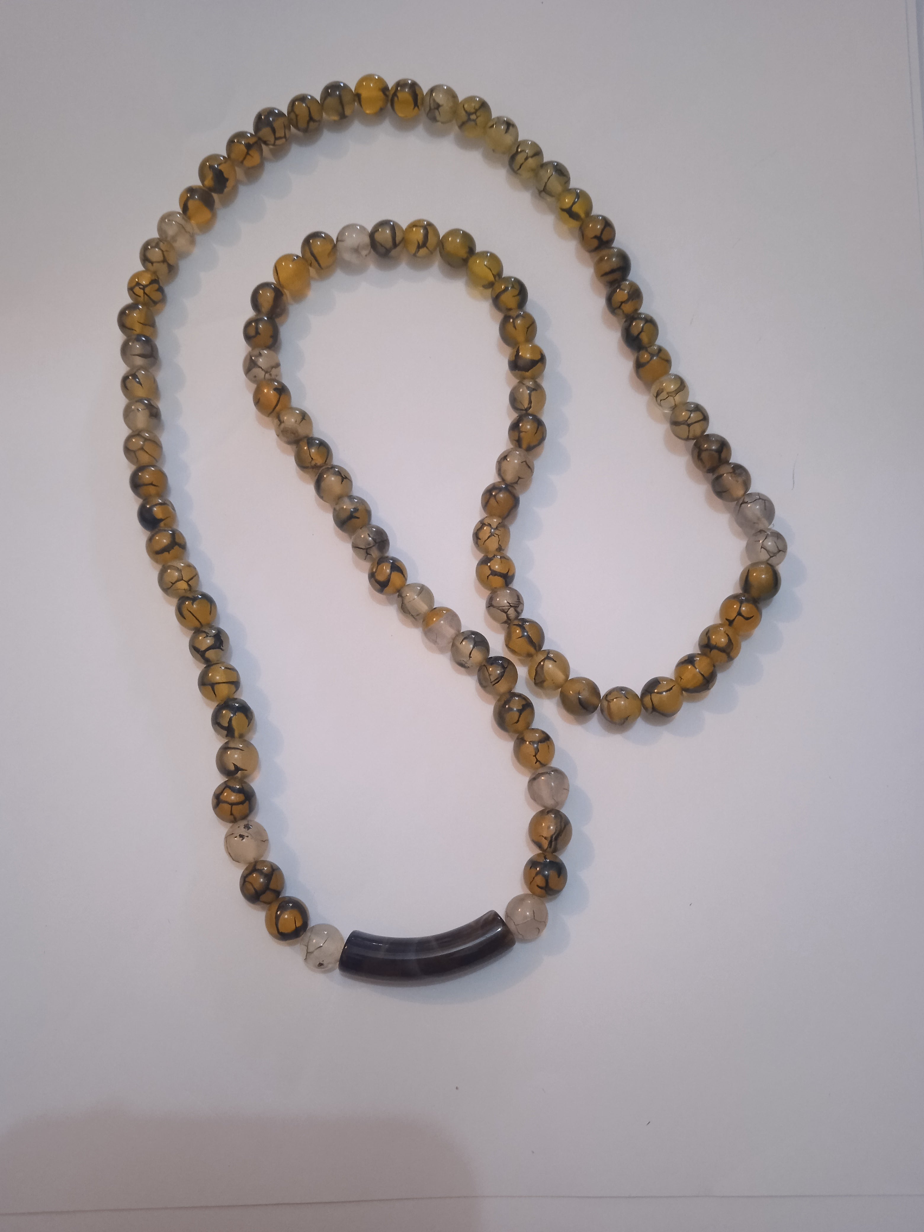 collier femme tendance multicolore pendentif marron allongé original fait main