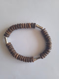 bracelet femme marron acier doré