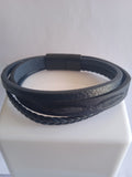 bracelet homme tressé noir cuir