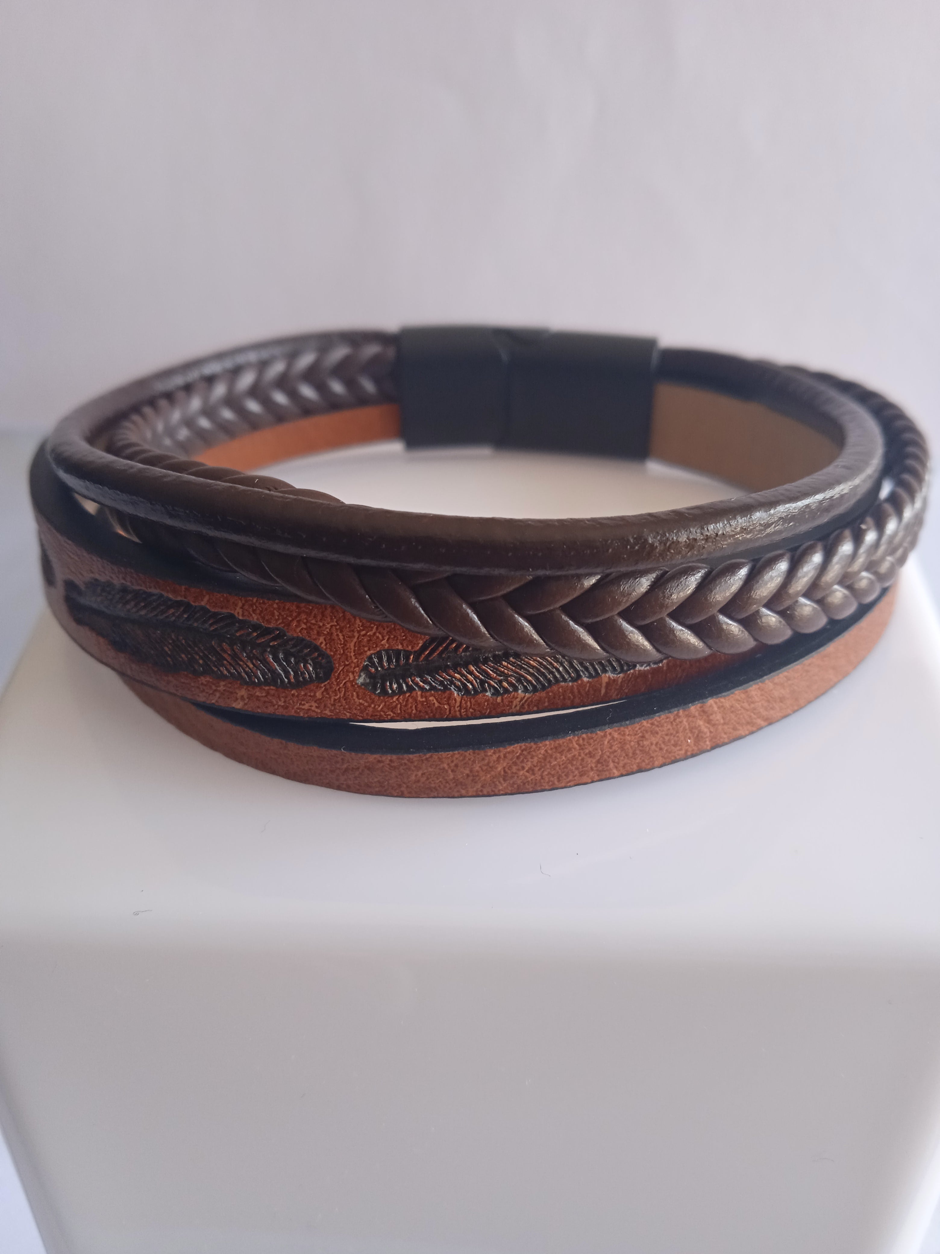 bracelet homme multi-rangs marron