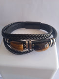 bracelet homme multi-rangs œil de tigre