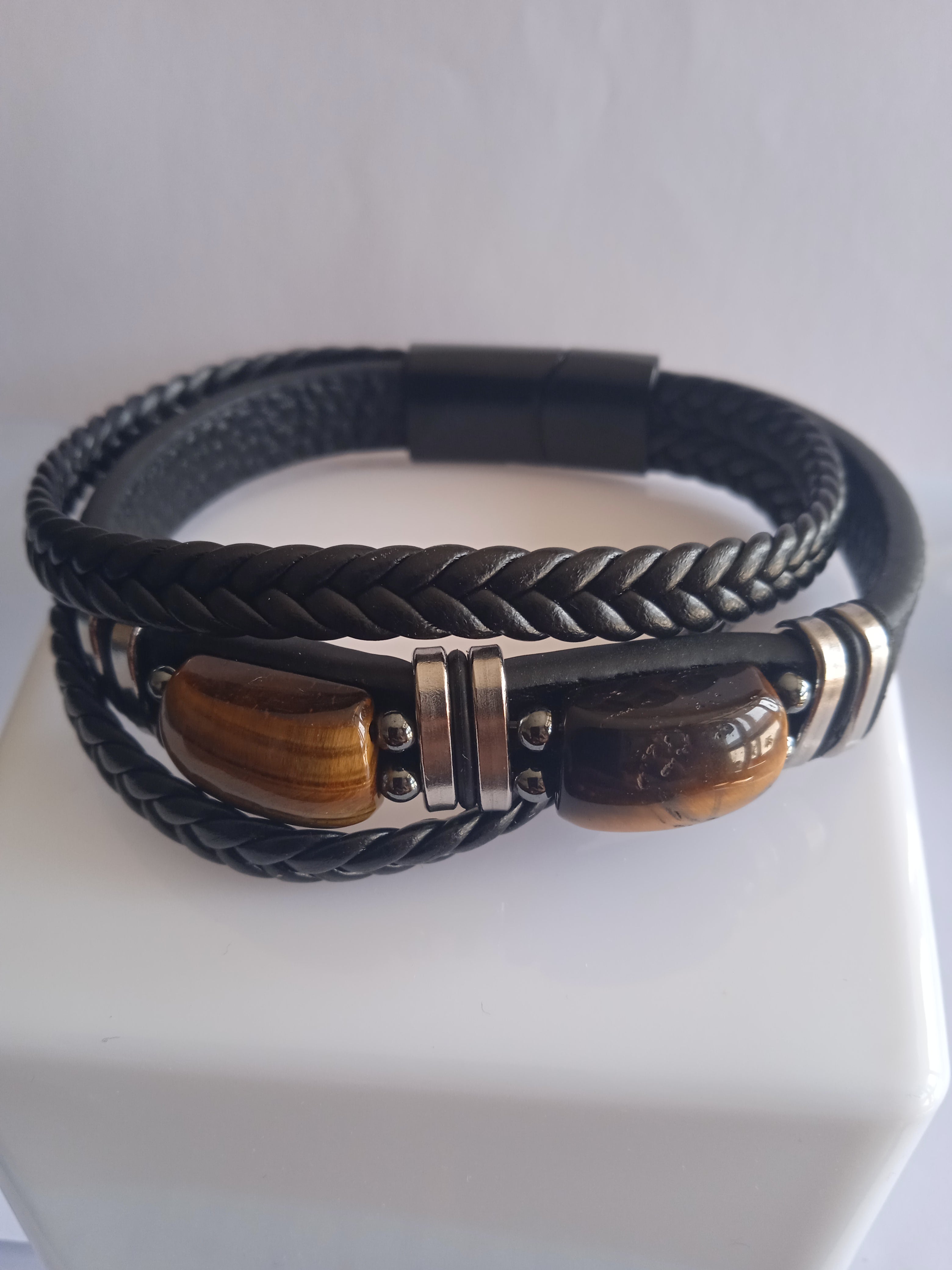 bracelet homme multi-rangs œil de tigre