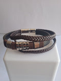 bracelet homme cuir tressé marron