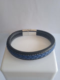 bracelet mixte lacet bleu foncé acier