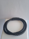 Bracelet Homme Double Tressé Noir Cuir