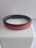 Bracelet Mixte Rouge et Noir Acier Inoxydable
