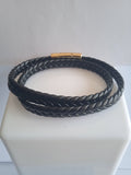 Bracelet Homme Acier Doré Tressé Noir