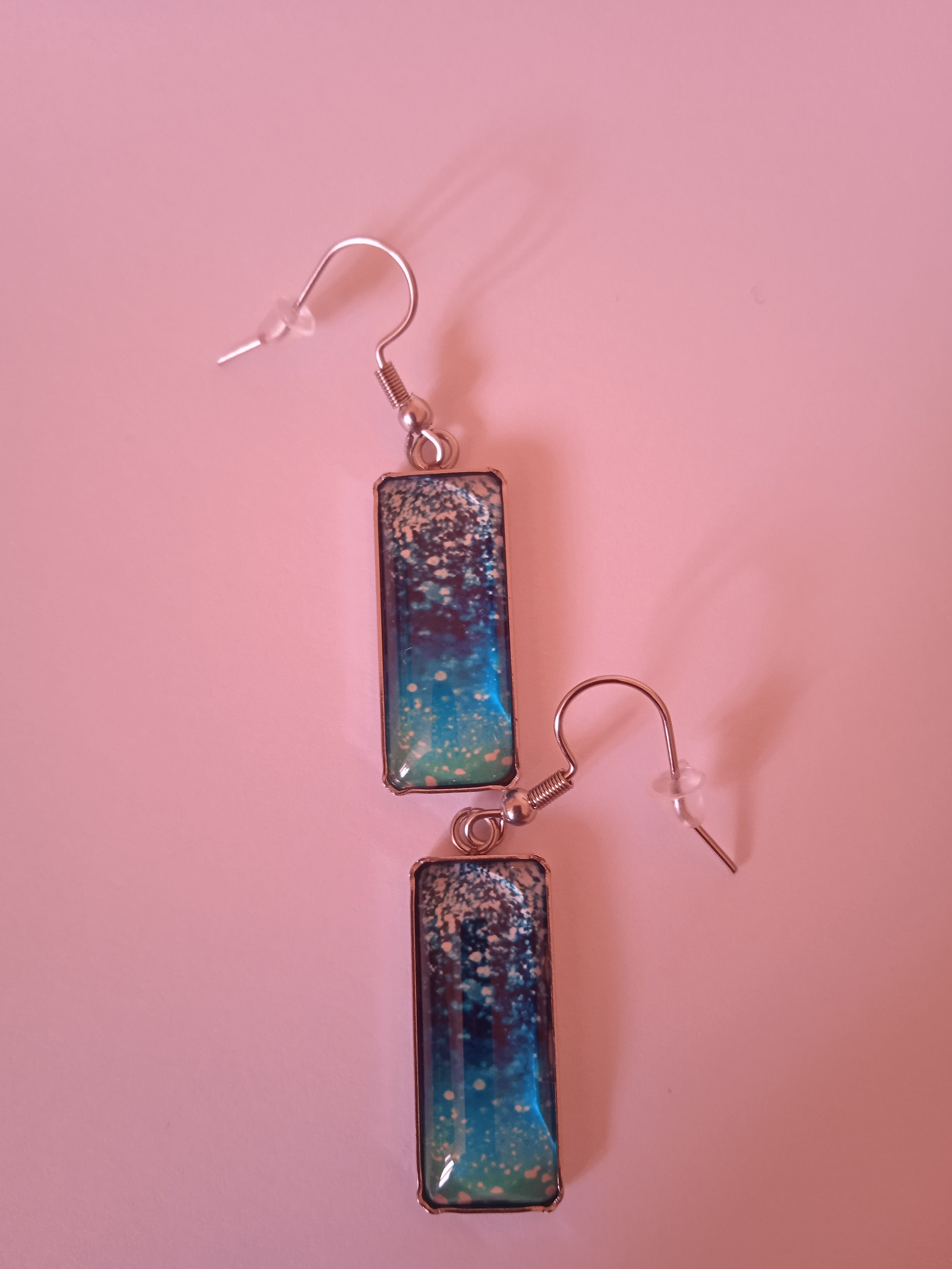 boucle d'oreille femme méditerranée bleu floral acier