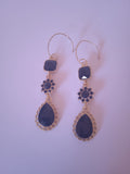 boucle d'oreille femme chic stylé noir acier or plaqué