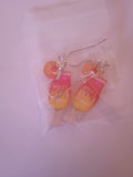 boucle d'oreille femme chic verre de cocktail orange acier