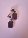 boucle d'oreille femme stylé or doré noir