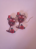 boucle d'oreille femme chic stylé verre rouge cocktail méditerranée acier