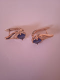 boucle d'oreille femme bleu élégant chic doré acier or