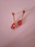 boucle d'oreille femme  rouge doré