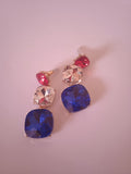 boucle d'oreille femme bleu rouge or doré
