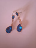 boucle d'oreille femme bleu doré