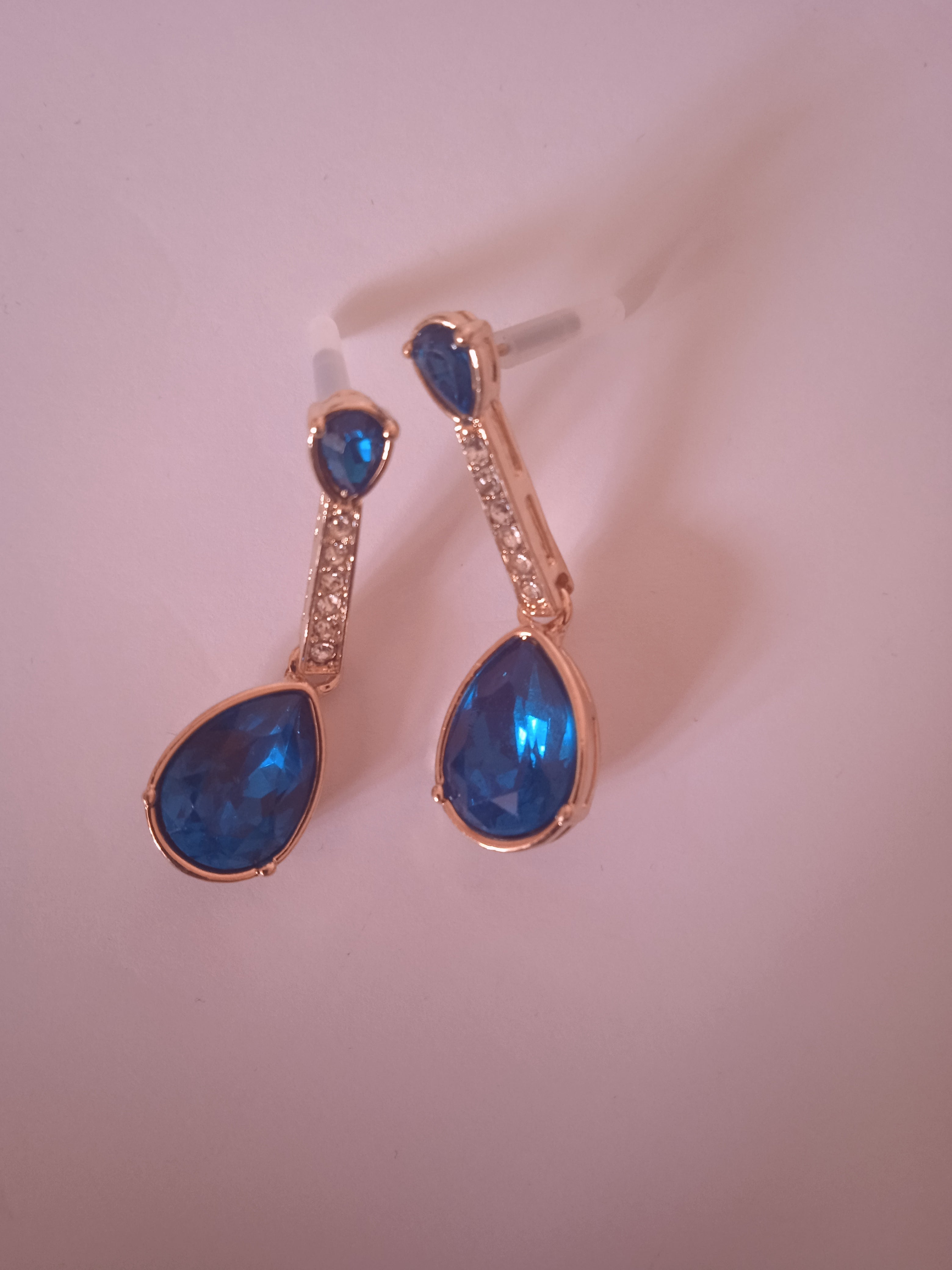 boucle d'oreille femme bleu doré