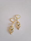 Boucle d'Oreille Femme Cœur Pierre Blanche Or Doré Acier