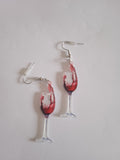Boucle d'Oreille Femme Verre de Champagne Rouge Acier