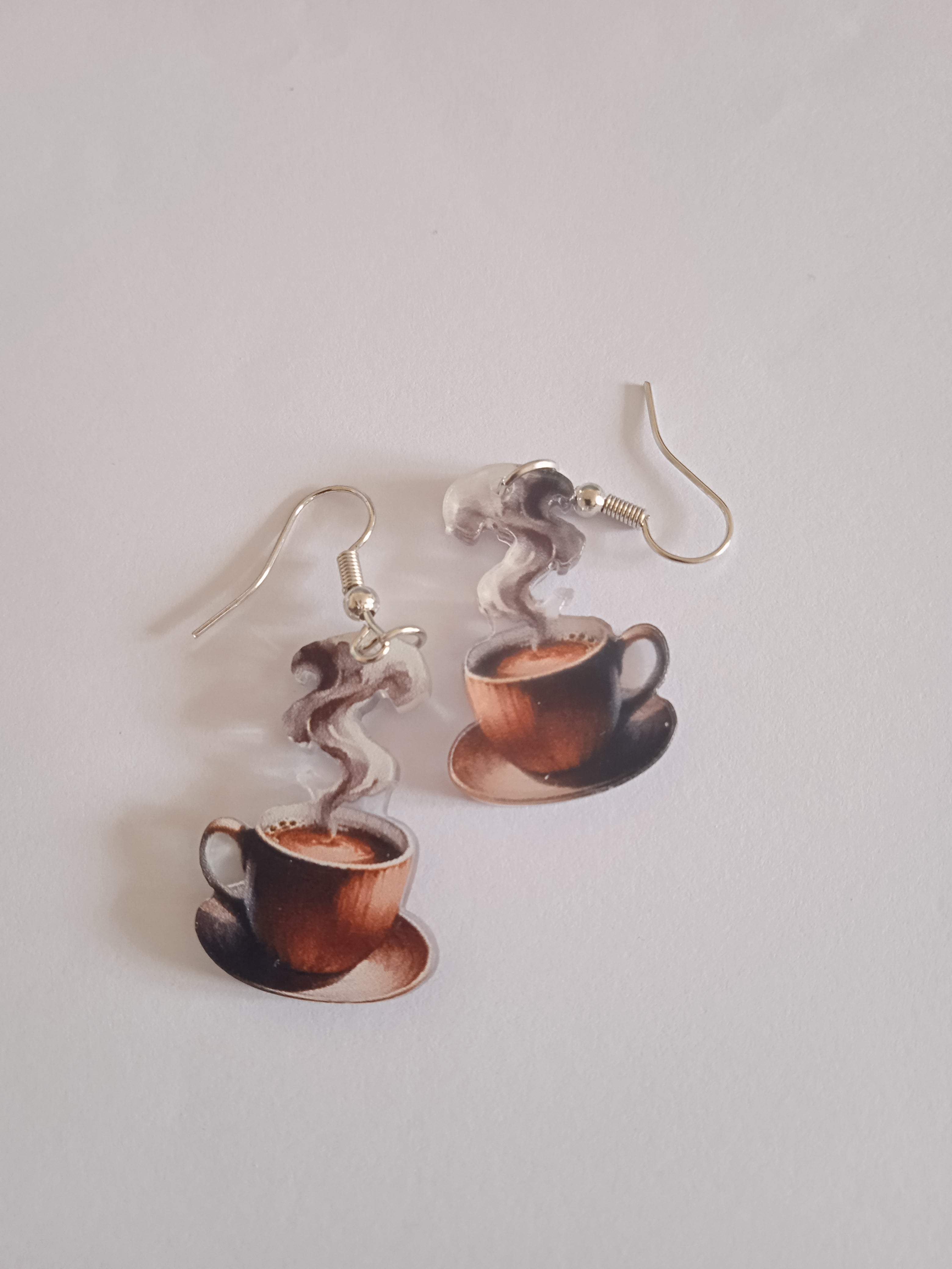 Boucle d'Oreille Femme Tasse Café Acier