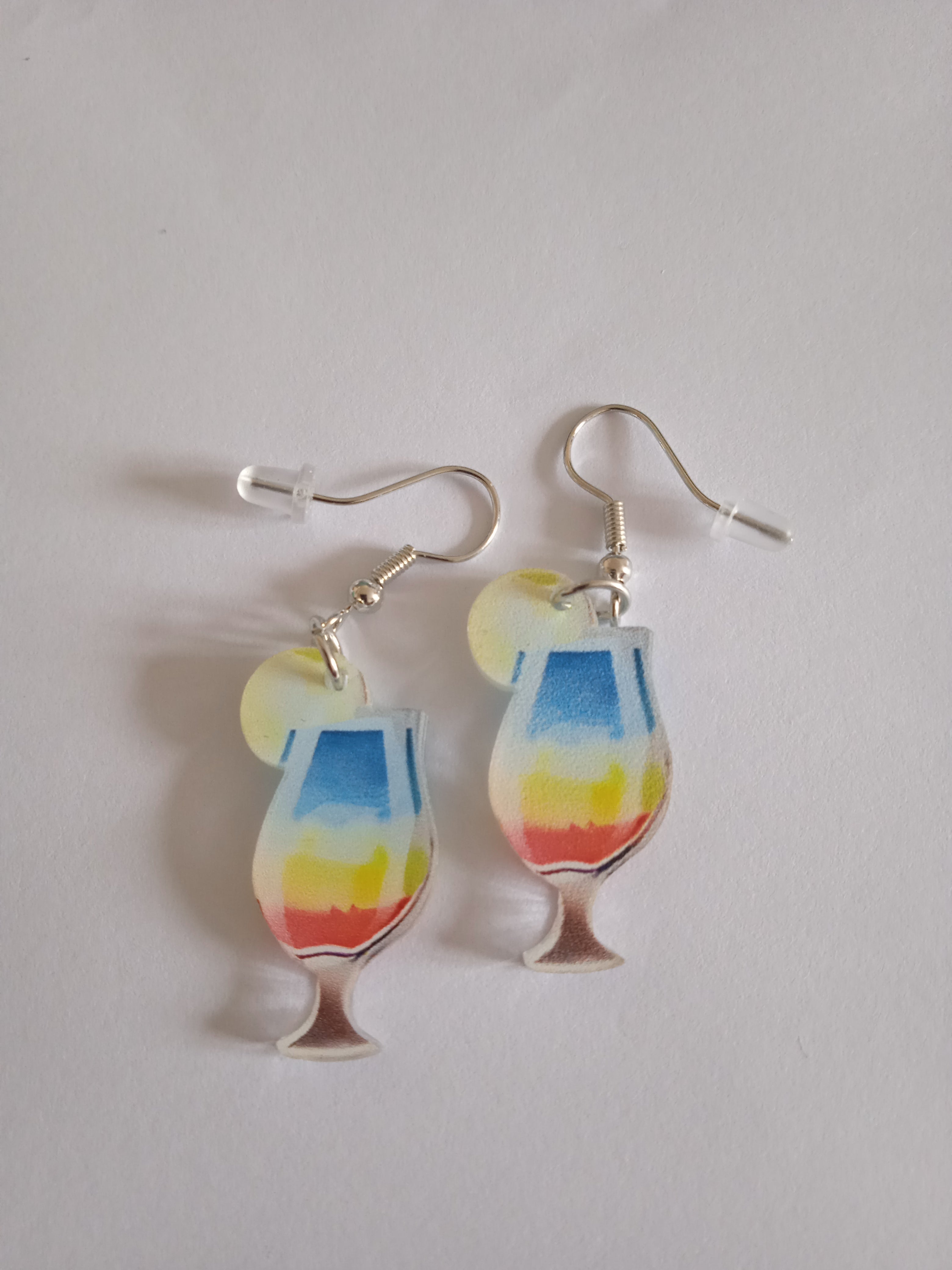 Boucle d'Oreille Femme Verre de Champagne Exotique Acier
