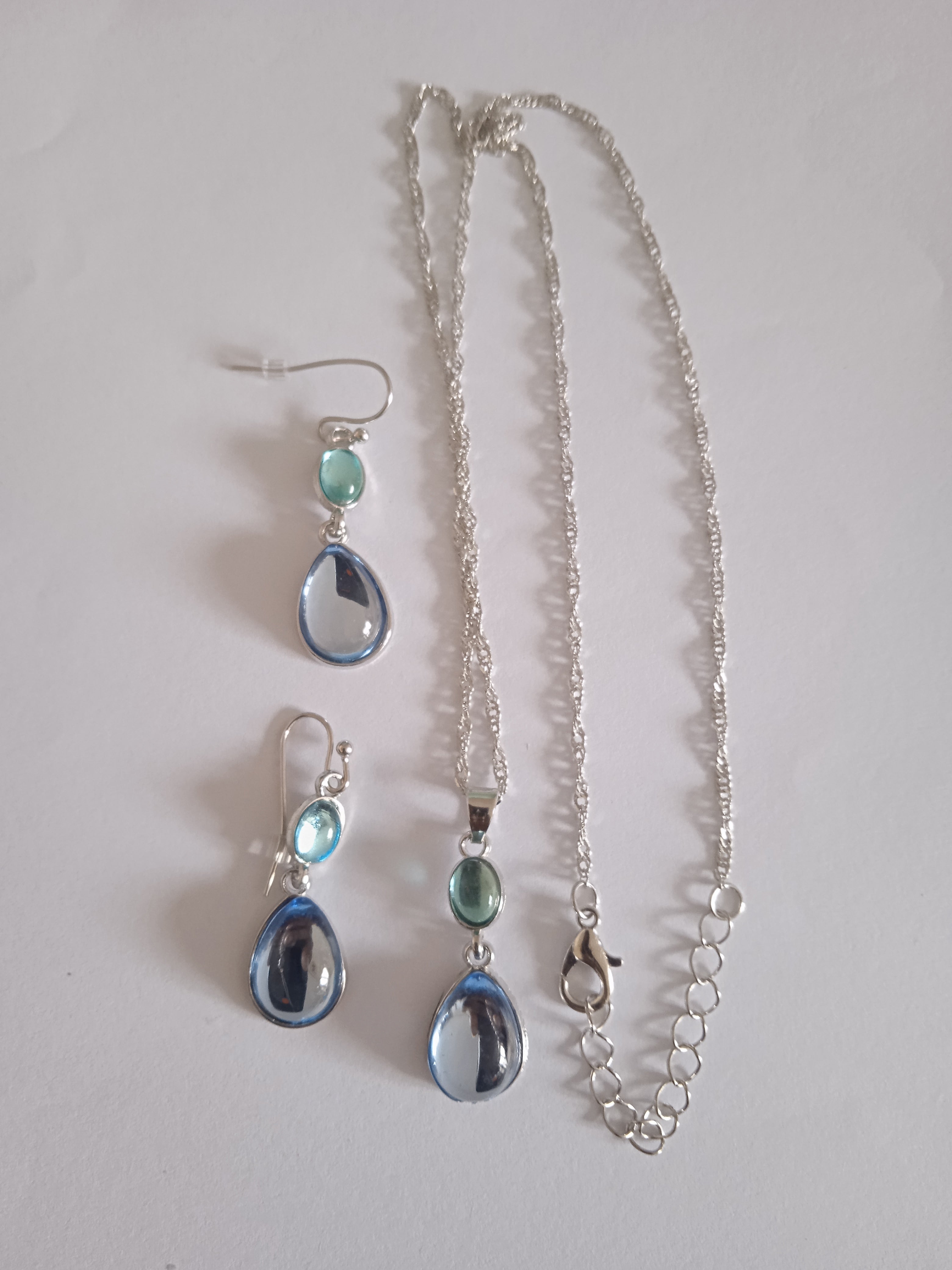 Ensemble Bijoux Femme Pierre Bleu Clair Acier