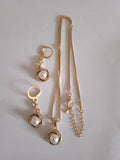 Ensemble Bijoux Femme Pierre Blanche Or Acier Plaqué