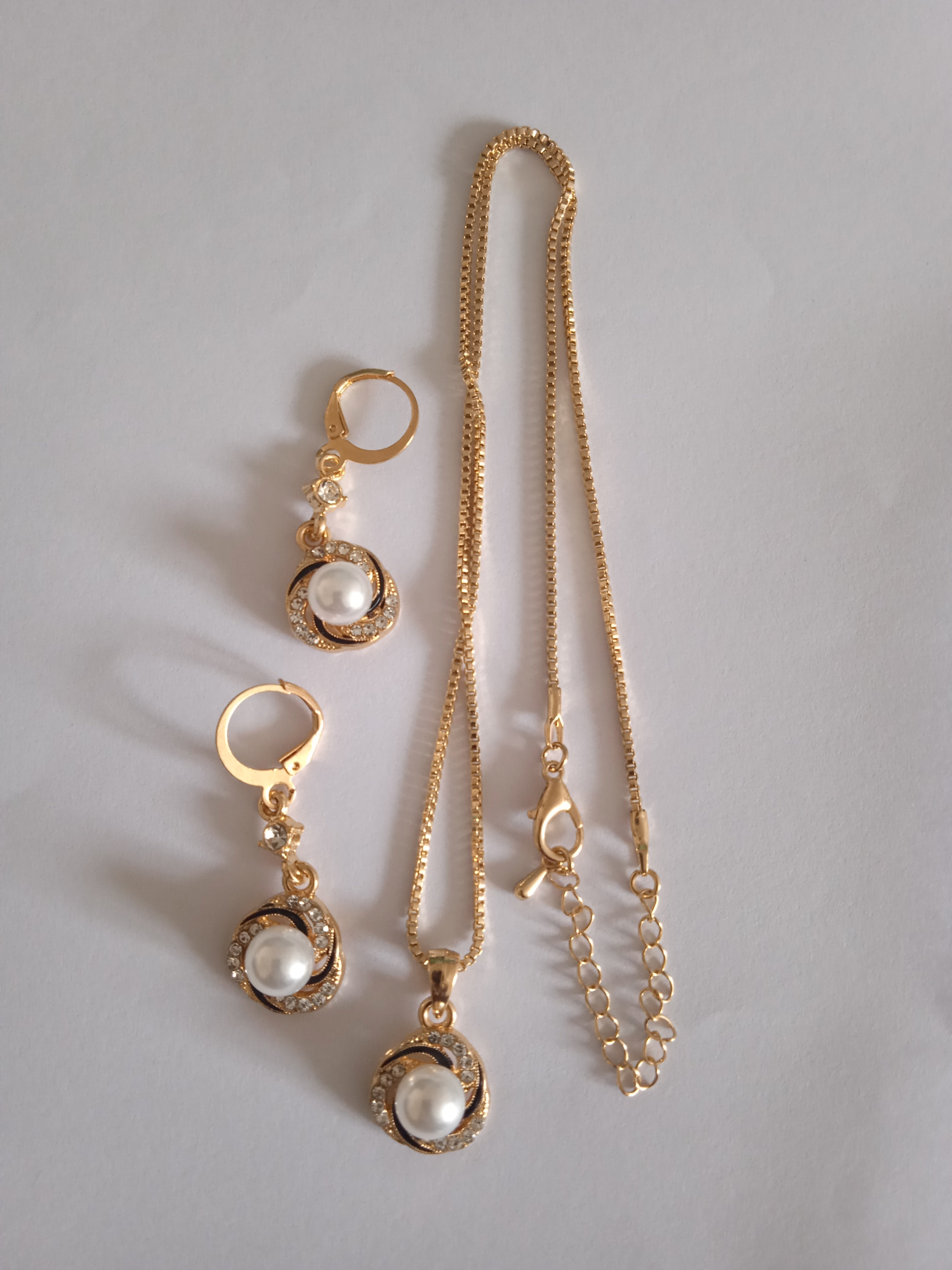 Ensemble Bijoux Femme Pierre Blanche Or Acier Plaqué
