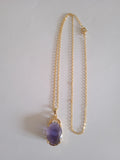 Chaîne Femme Or Doré Plaqué Pierre Violette Acier