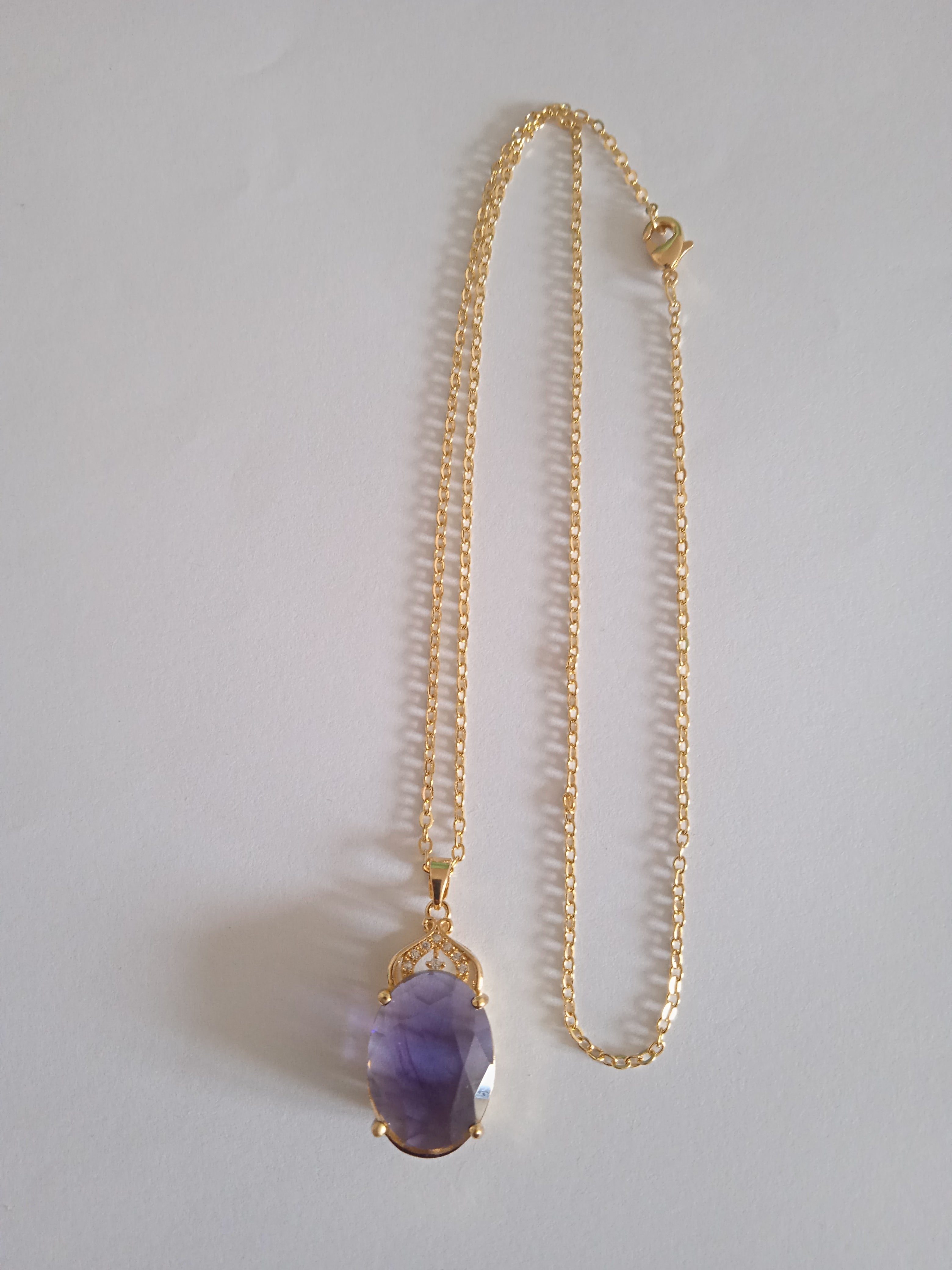 Chaîne Femme Or Doré Plaqué Pierre Violette Acier