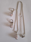 Ensemble Bijoux Femme Pierre Blanc Rose Acier