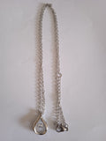 Ensemble Bijoux Femme Chaîne Pendentif Pierre Blanche Acier