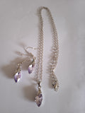 Ensemble Bijoux Femme Chaîne & Boucles d'Oreille Pierre Violette Acier