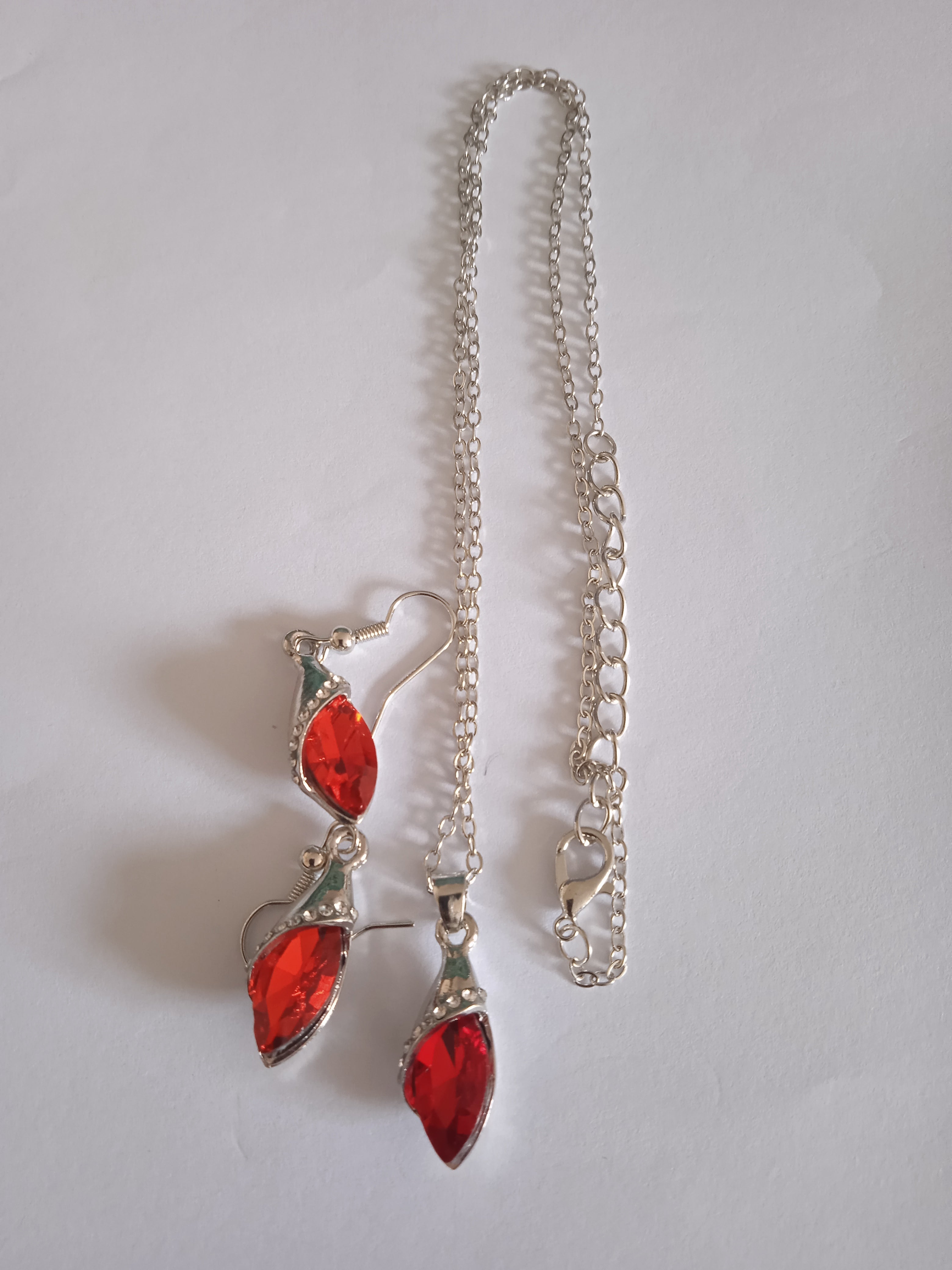 Ensemble Bijoux Femme Pierre Rouge Acier