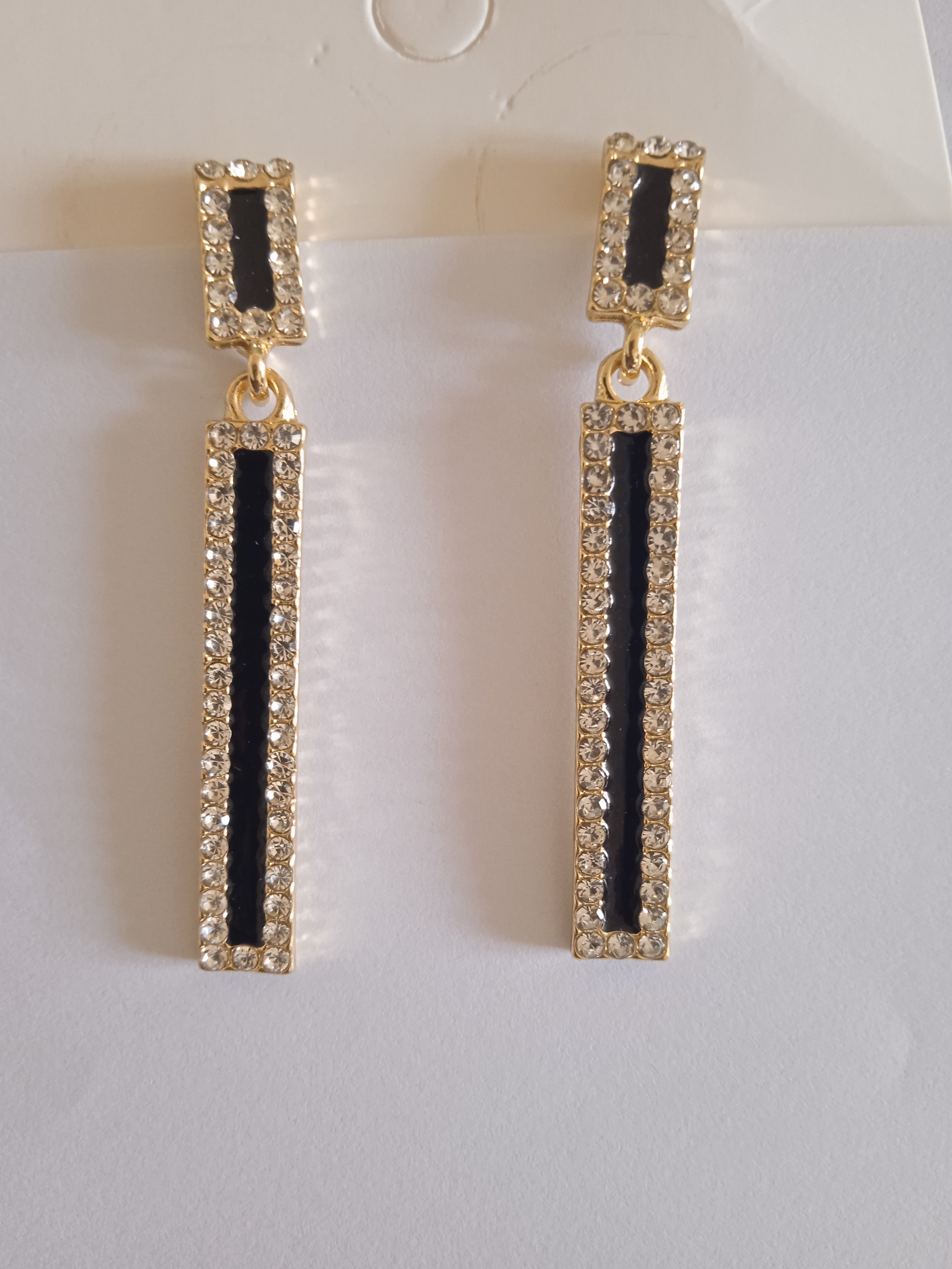 boucle d'oreille femme chic stylé acier pierre blanc or plaqué