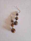 Boucle d'Oreille Femme Chic Œil de Tigre Marron
