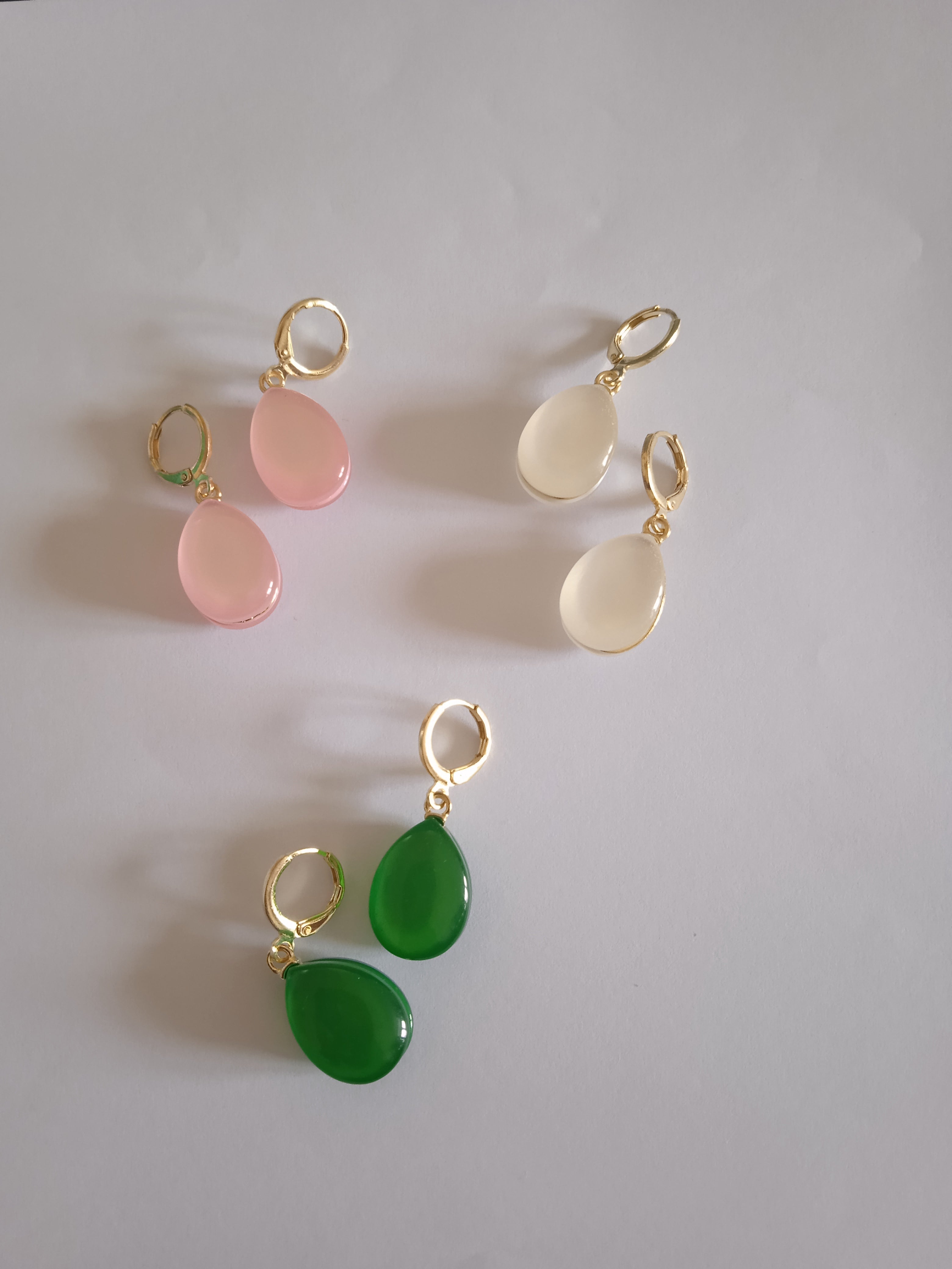 Boucle d'Oreille Femme Multicolore Vert Blanc Rose Acier