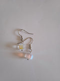 boucle d'oreille femme cube blanc acier