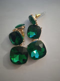 Boucle d'Oreille Femme Carré Vert Acier