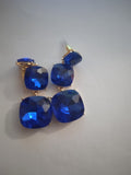 Boucle d'Oreille Femme Carré Bleu Acier