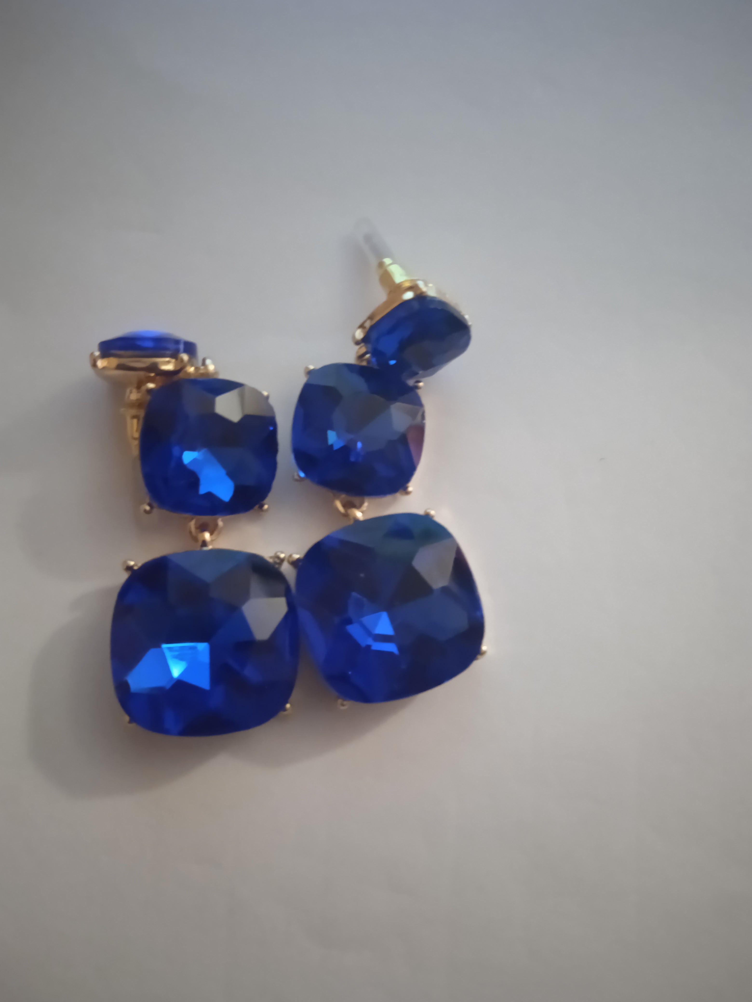 Boucle d'Oreille Femme Carré Bleu Acier