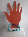 bracelet mixte bleu turquoise noir ajustable hématite