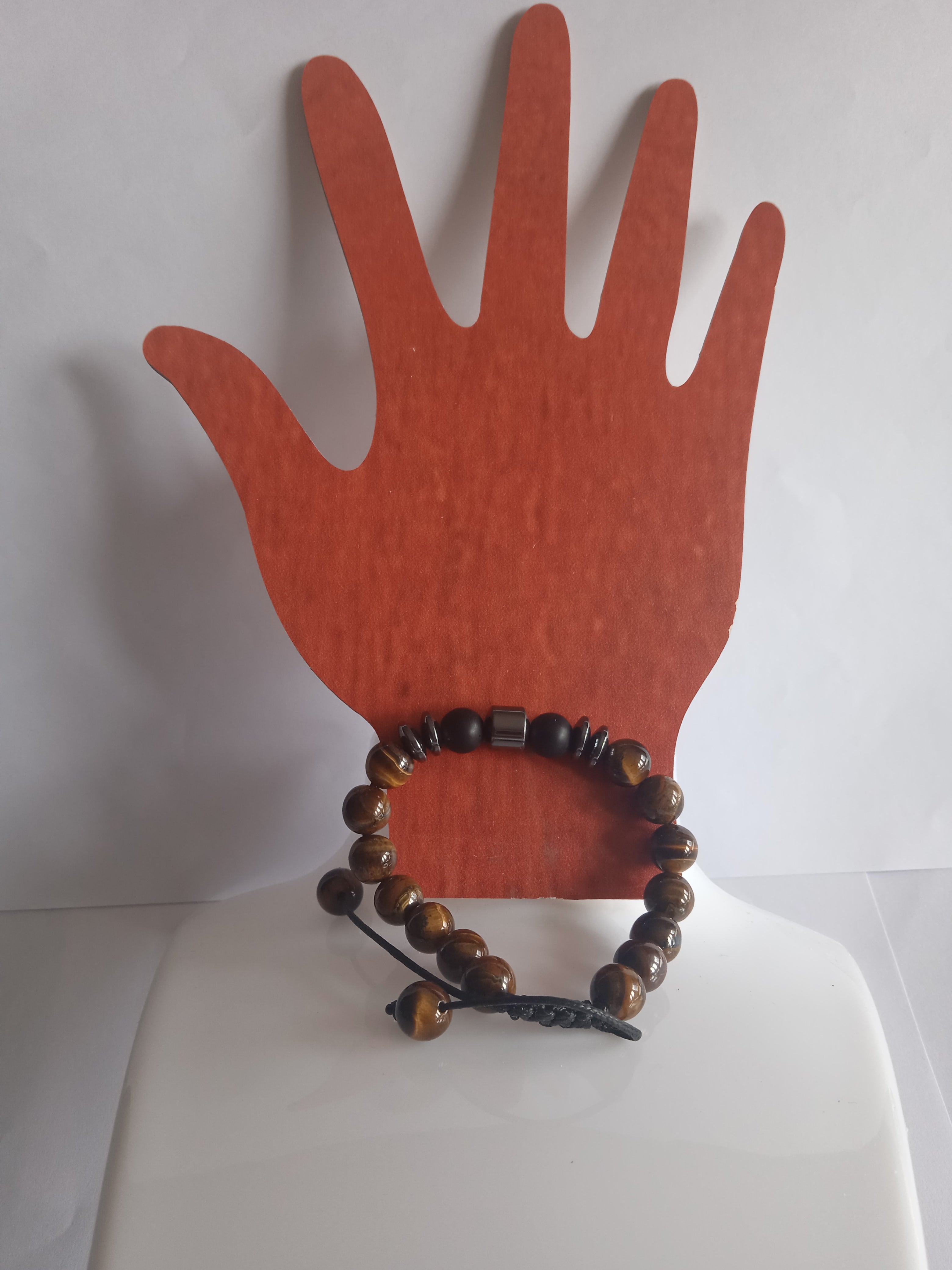 bracelet mixte œil de tigre noir ajustable