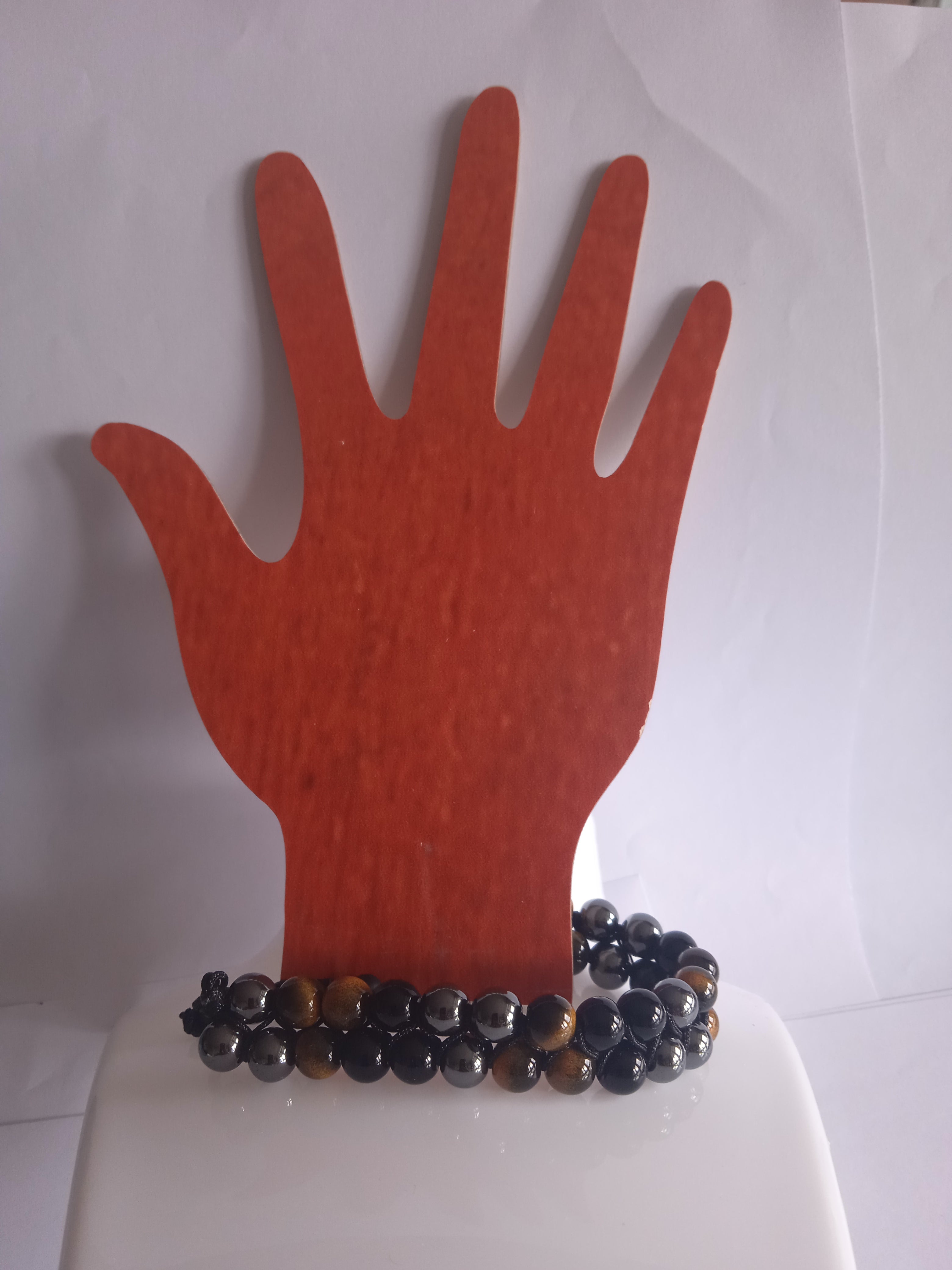 bracelet mixte ajustable oeil de tigre hématite noir double protection