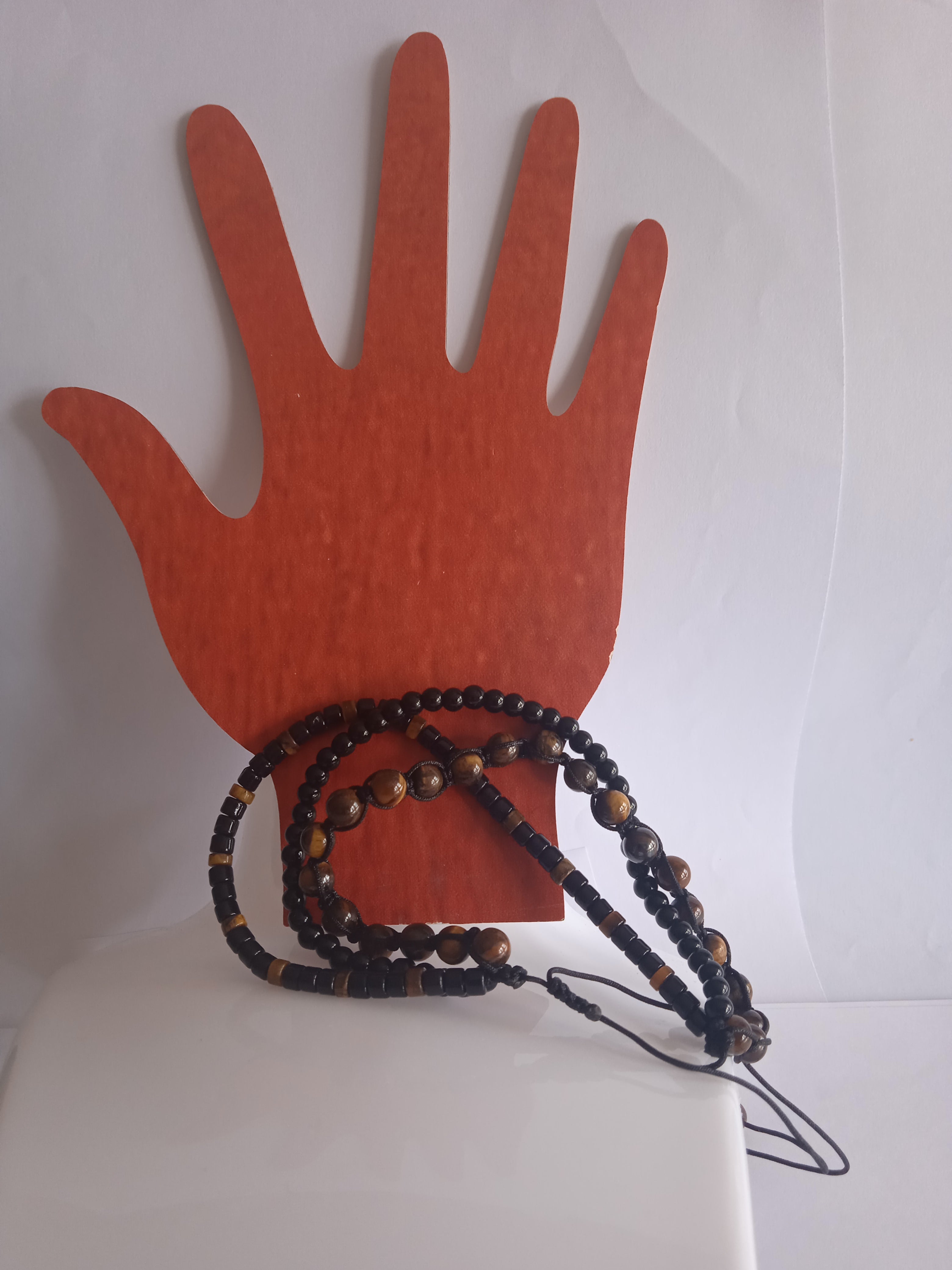 bracelet mixte ajustable oeil de tigre marron cordon noir