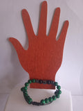 bracelet mixte vert turquoise acier hématite ajustable