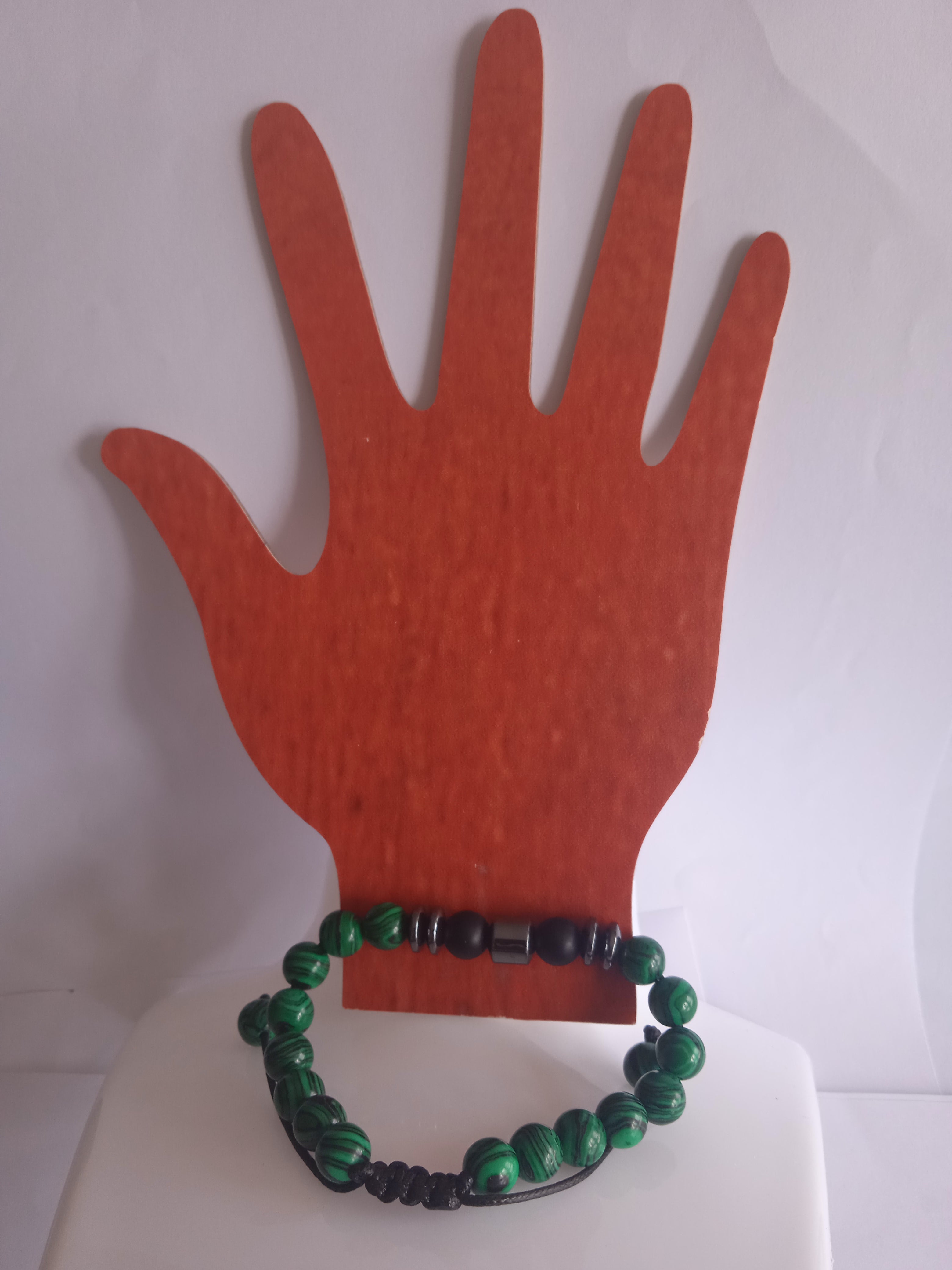 bracelet mixte vert turquoise acier hématite ajustable