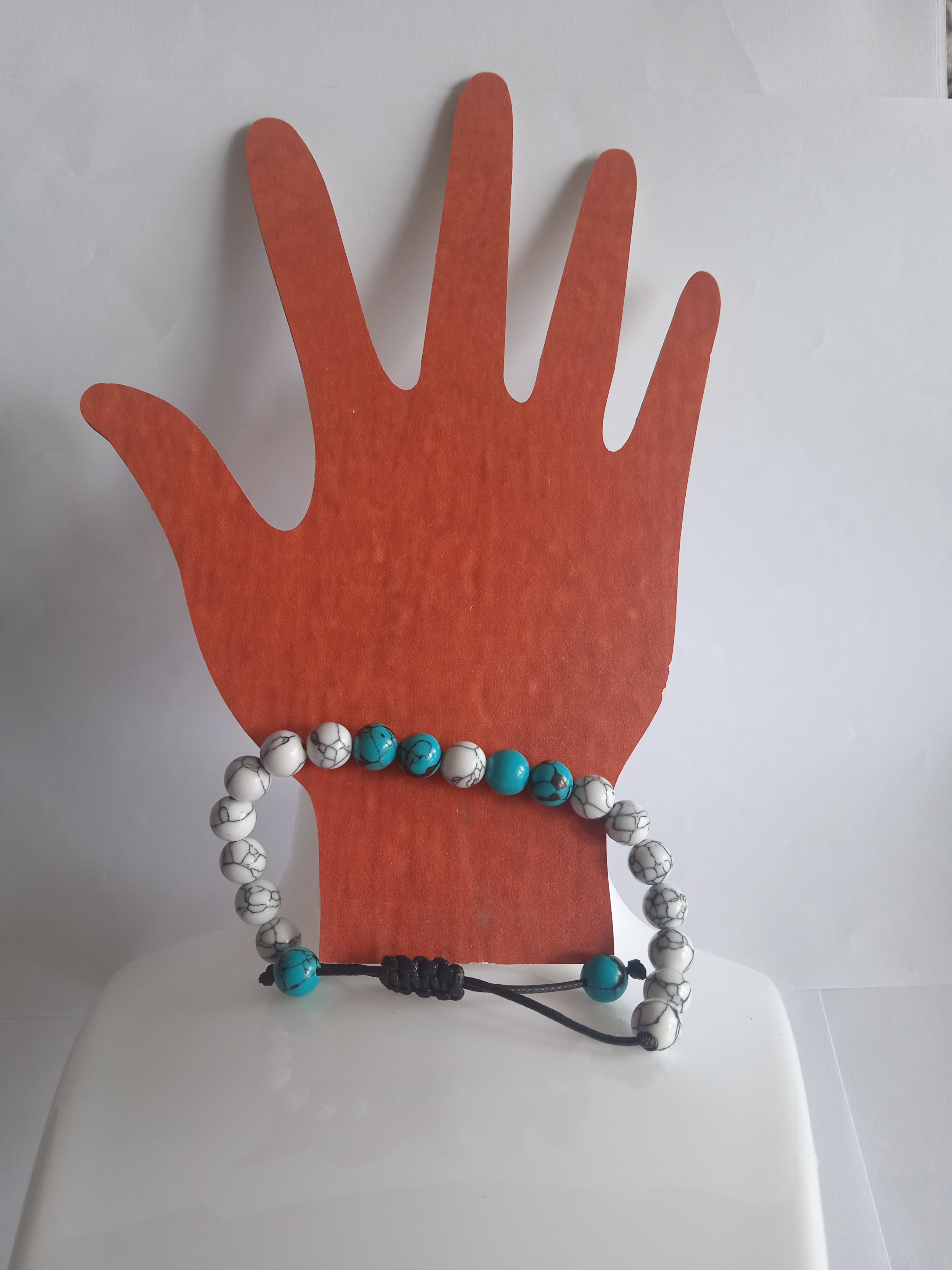 bracelet mixte ajustable blanc bleu turquoise