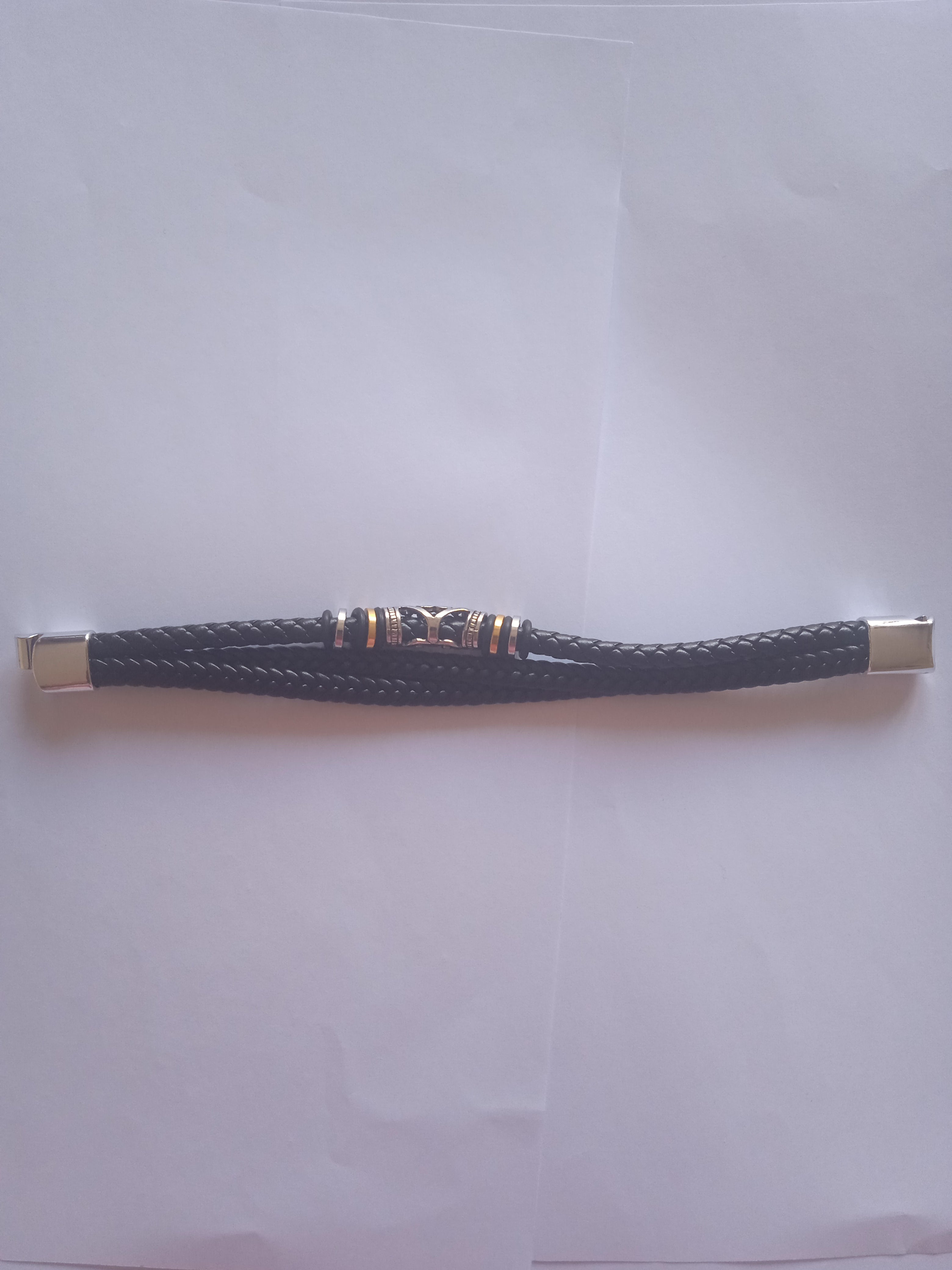 bracelet homme double tressé acier, doré